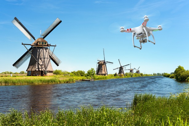 Kinderdijk vanuit de lucht